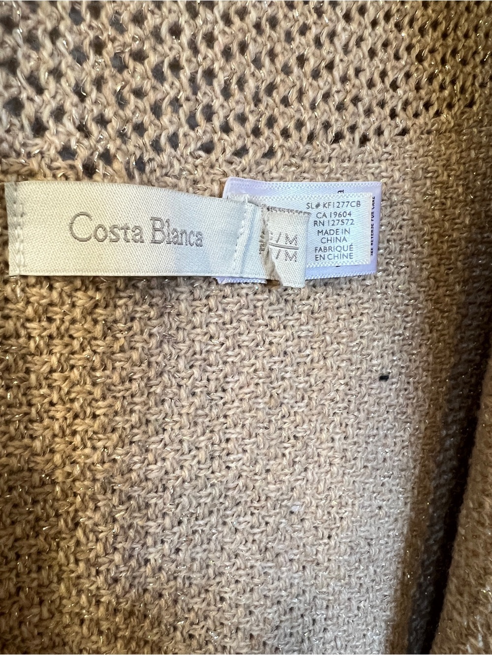Costa Blanca Draped Open-Front Beige Knit Cardigan - Picture 3 of 4